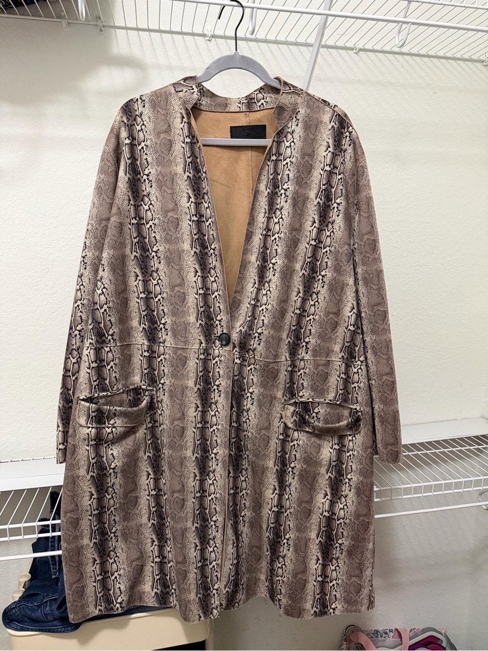 Blank NYC Snake Print Trench Coat in Brown and Black